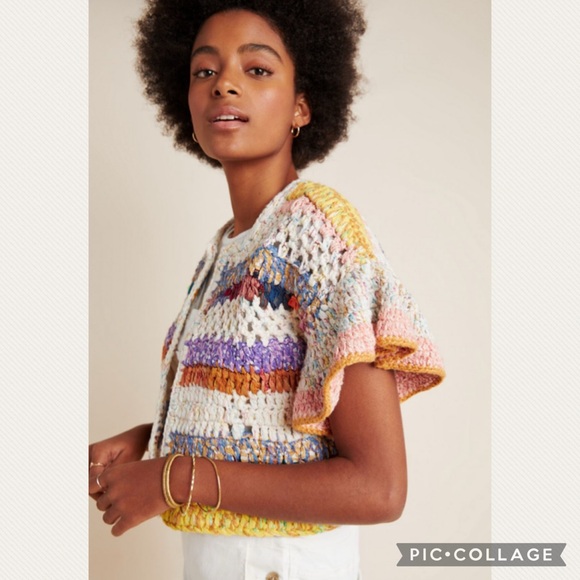 :Price Firm: Anthropologie Mia Hand-Knit Cropped Cardigan - Picture 7 of 9